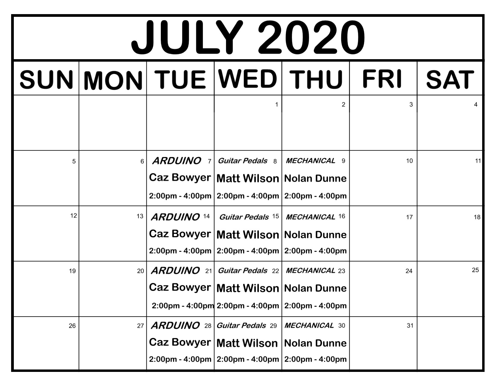 2020 Summer Classes Electronic Parts Outlet